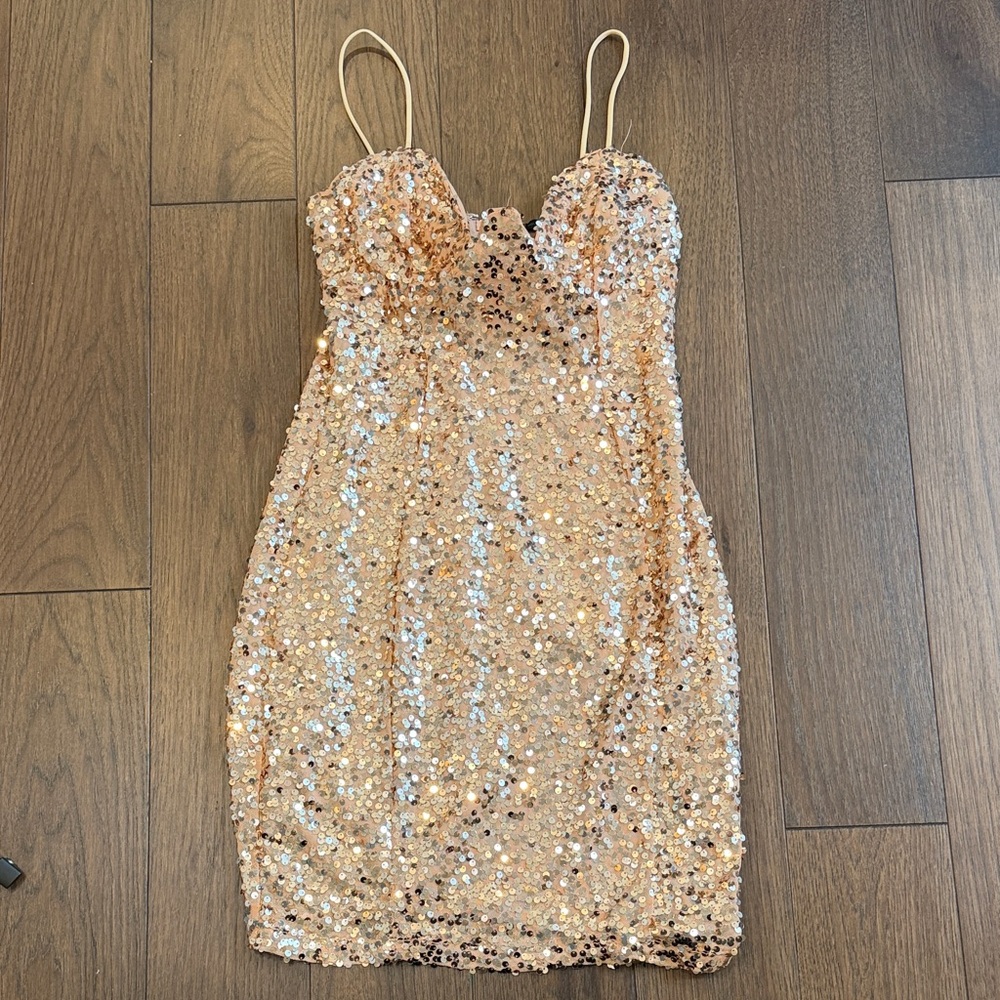 Symphony Women’s Sequin Gold Dress Medium NWT C3-063